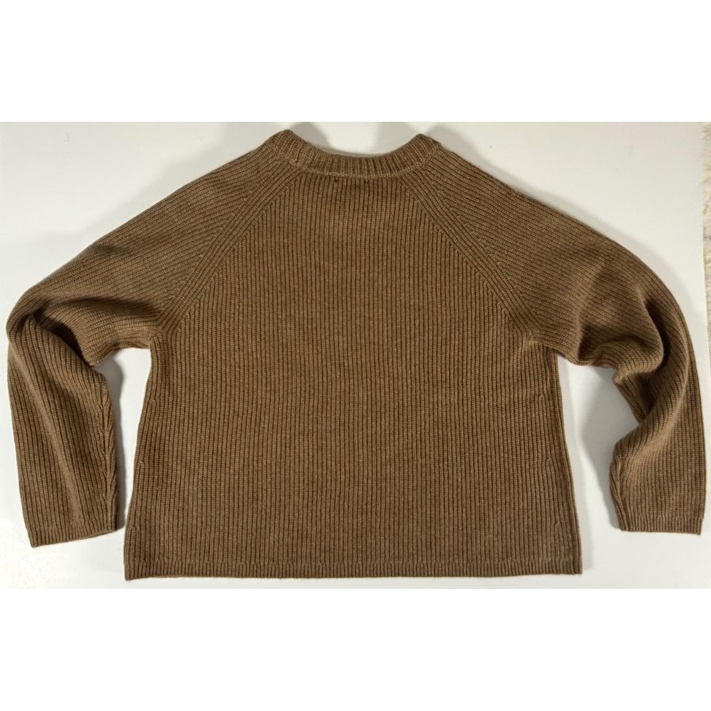 Quince Cashmere Fisherman Sweater XL NWT Teak Brown Ribbed Mongolian Crewneck - Picture 3 of 11